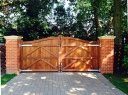 sapele hardwood, treated brown, rear view