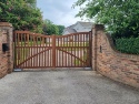 Front view, Sapele Hardwood treated in light brown